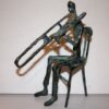 Trombonist op Stoel - Brons