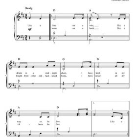 Leonard Cohen for Easy Piano
