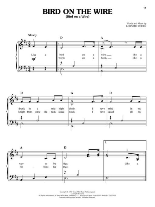 Leonard Cohen for Easy Piano