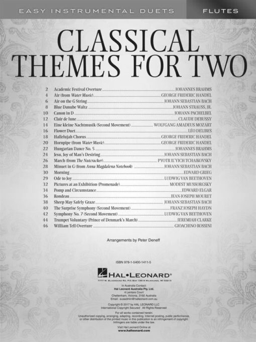 Classical Themes for Two Flutes