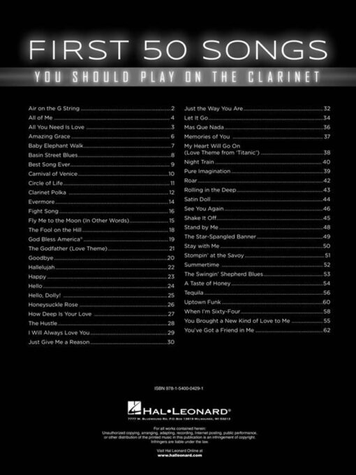 First 50 Songs You Should Play on the Clarinet