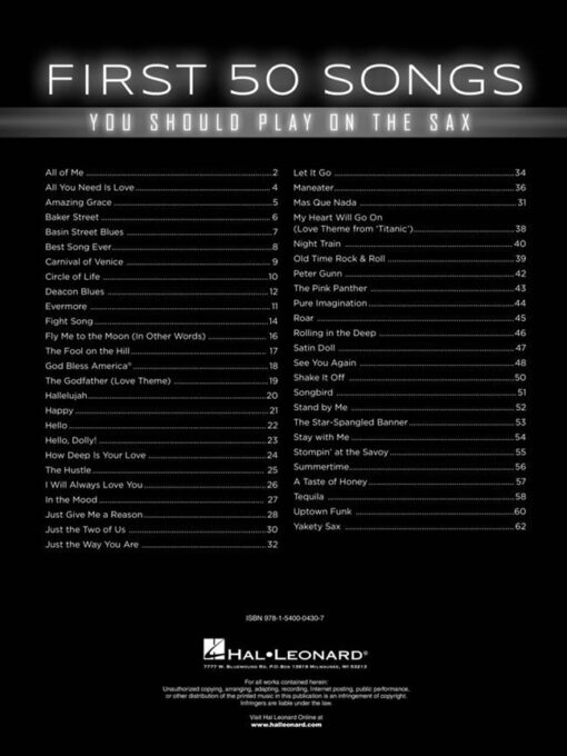 First 50 Songs You Should Play on the Sax
