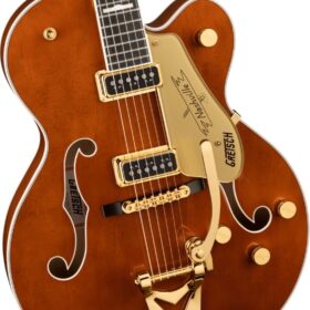 Gretsch G6120TG-DS Players Edition Nashville Hollow Body DS with String-Thru Bigsby and Gold Hardware, Ebony Fingerboard, Roundup Orange