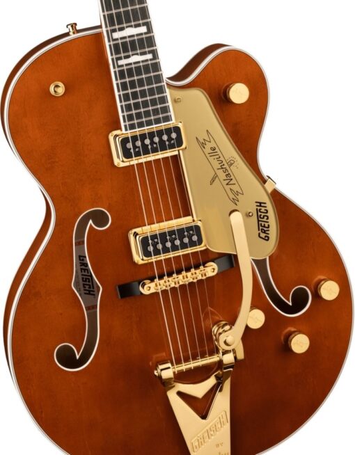 Gretsch G6120TG-DS Players Edition Nashville Hollow Body DS with String-Thru Bigsby and Gold Hardware, Ebony Fingerboard, Roundup Orange