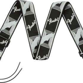 Fender Monogrammed Strap, Black/Light Grey/Dark Grey, 2"