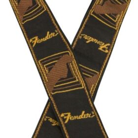 Fender Legacy Vintage Monogram Strap, Black/Yellow & Brown, 2"