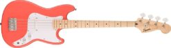 Squier Bronco Bass, Maple Fingerboard, White Pickguard, Tahitian Coral