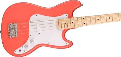 Squier Bronco Bass, Maple Fingerboard, White Pickguard, Tahitian Coral