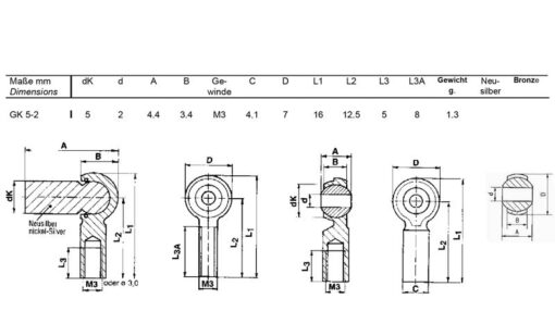 Minibal balljoint M3 GK 5-2