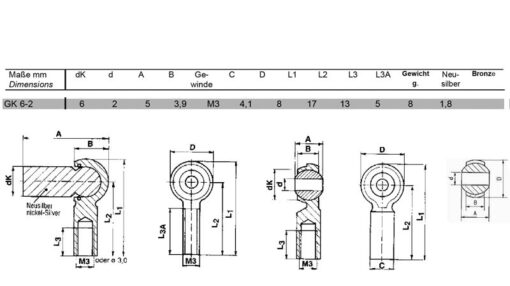 Minibal balljoint M3 GK 6-2