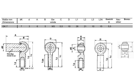 Minibal balljoint M3 GK 7