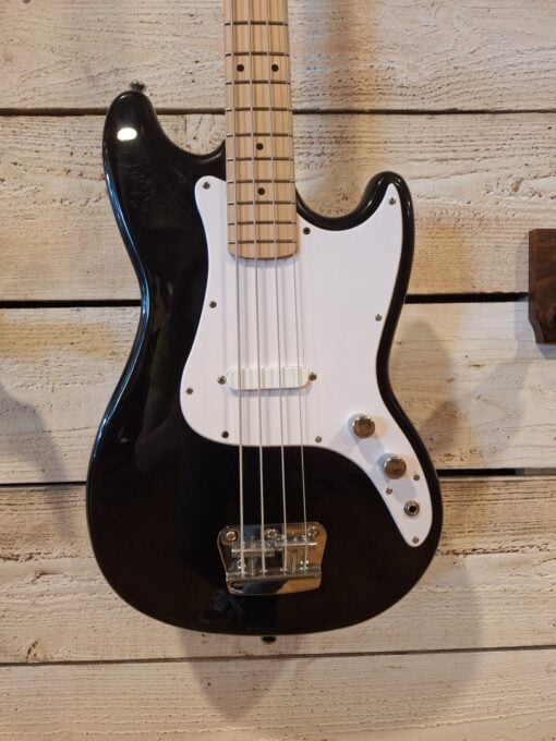 Squier Bronco Bass, Maple Fingerboard, White Pickguard, Black